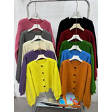 KANING Purple Thin Round Collar Knitted Cardigan 2026 Autumn And Winter New Loose Lazy Wind Solid Color Sweater Jacket