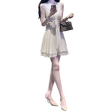 2 Versions Of The 2026 Summer Chiffon French V Tie With Large Skirt White Moon Dress Tide