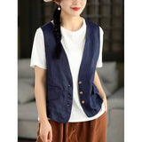 2026 Spring And Summer Cotton Sleeveless Vest Coat Female Curve Splicing Show Thin Horse Clip Top Woman