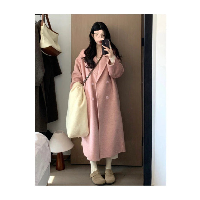 2025 Autumn And Winter New Wool Coat Female Korean Version Of Loose Temperament Elegant Long Coat Outside The Female