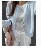 KANING Gentle Wind Candy Color Knitted Cardigan Women 2026 Autumn New Soft Slim Blouse Outside