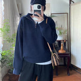 KANING Collar Half Zipper Pit Knitted Jersey Women 2026 Autumn New Korean Lazy Wind Cover Sweater Woman