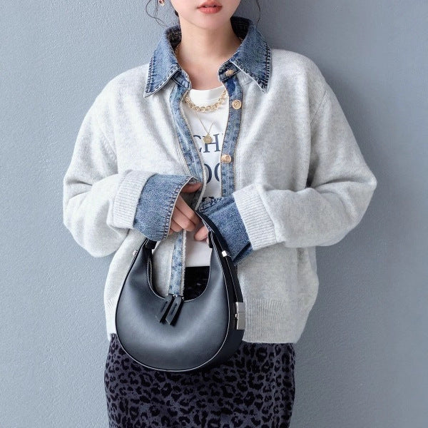 2026 New Net Red The Same Girl Knitting Two Splicing Tops Fashion Cardigan