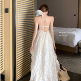 Seaside Resort Beach Bare Back Hanging Neck Dress Women Spring And Summer New With Chest Pads Pure Desire To Hang In The Air Skirt