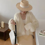Autumn And Winter Small Fragrant Knitted Cardigan Women's Plush Coat Atmosphere Soft Finish Imitation Marinade Candy Sweet Sweater