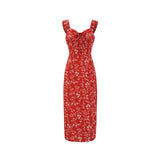 Tea Break French Red Broken Flowers With Tie Skirt Women's Summer 2025 New Beach Resort Beach Skirt