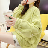 Miss Xue Loose Lazy Nail Bead Sweater Female Design Temperament 2026 Autumn Dress New Thin Outer Cloth
