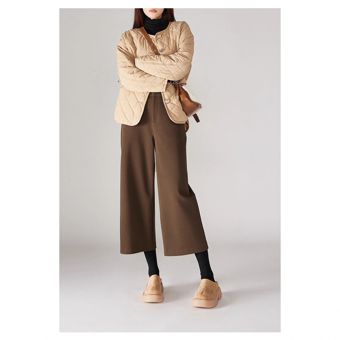 Specialty Quality Warm Eight-Point Broad Leg Pants 2026 Winter New Fashion Plus Thick Hairy Slacks Women's Pants