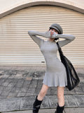 The Leaves Of The Half-High Collar Waist Dress Women Autumn And Winter Figure Wrapped In The Ass Of The Little Mother Fishtail Skirt Inside The Skirt