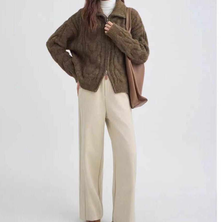 KANING Solid Color Lazy Windy Sweater 2026 Autumn And Winter New Thick Collar Knit Coat Woman