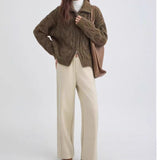 KANING Solid Color Lazy Windy Sweater 2026 Autumn And Winter New Thick Collar Knit Coat Woman