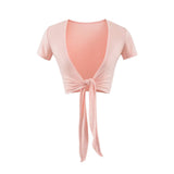 Belt Shawl Short-Sleeved T-Shirt Design Small Irregular Draw Blouse Short T-Shirt Summer
