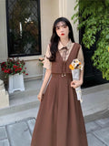 Meat Cover Thin Splicing Fake Two Dresses Women's Summer New Korean College Wind Reduction Color Temperament Mid-Colored Skirt
