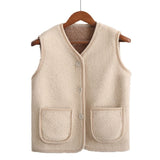 Lamb Coat Vest Vest Mother Shoulder Autumn And Winter Plus Velvet In The Elderly Thicken New Wear Warm