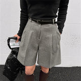 Hairy Shorts Women's Autumn And Winter 2026 New High-Waisted Outer Five-Point Trousers Small Letter Type Broad-Legged Trousers