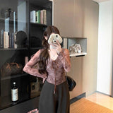 Fashion Sexy Hottie Yarn V Collar Shoulder Long-Sleeved T-Shirt Girl Spring New Slimming Inside A Niche Top