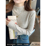 KN Half-High Collar With Sweater Women 2026 Autumn And Winter New Simple Pure Color Skin Soft Bottom Knitted Shirt Woman
