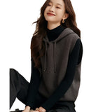 Vintage Classic Impression Atmosphere Soft Hooded Python Haoumi Six-Stuned Knitted Cardigan Girl Autumn
