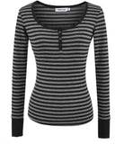 Sexy Pure Desire To Hit The Color Striped Button Long Sleeve Bottom T-Shirt Girl New Hot Girl Autumn And Winter Body Bottoming Top Woman T