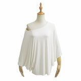 Pure Lust Mask T-Shirt Lanky Comfortable Bat Seven-Sleeved Loose Top Women's Long Slanted Shoulder T-Shirt Sunscreen