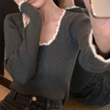 KANING Retro-Colored Bottom-Up Knitted Shirt 2026 Autumn New French Temperament To Wear Sweater Inside