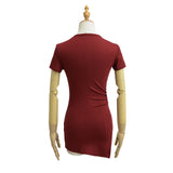 Pure Round Collar Under The Frame Short Sleeve Side Open Wrinkle Blouse Waist T-Shirt Long Bottoming Shirt Is Thin