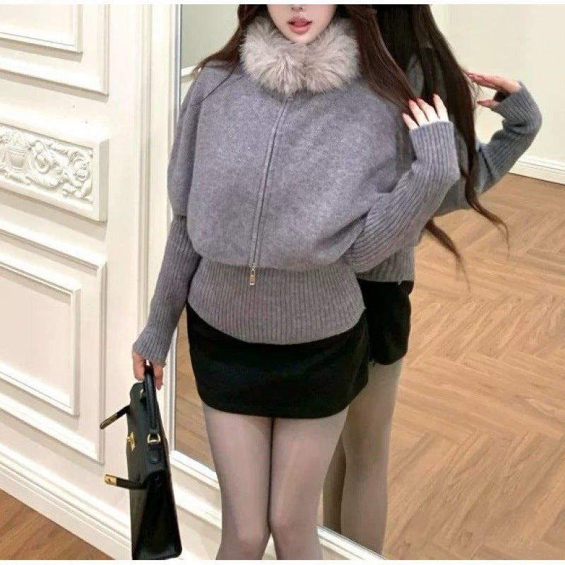 KANING Autumn And Winter New Gentle Wind Can Be Detachable Collar Cloak Shawl With Two Sets Of Knitted Shirt Tops