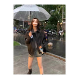 2026 Spring And Autumn Vintage Curry Leather Jacket Jacket Old Money Coat Woman Merard Wear