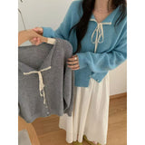 KANING Korean Lace Collar Sweater Small Coat Girl Autumn New Solid Color Soft Knitted Open Shirt