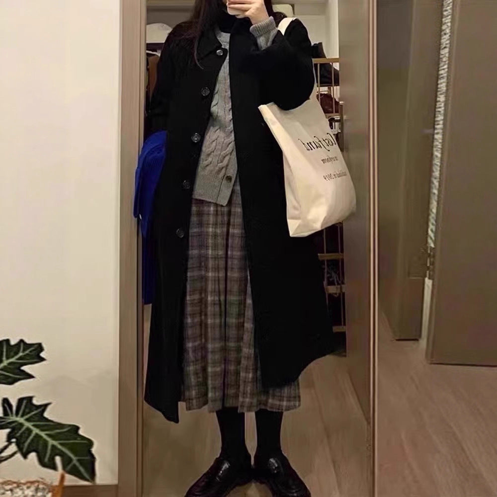 [Original Practice +390 Grams] Black Coat Female Wool Jacket 2025 Autumn And Winter New Small High-End