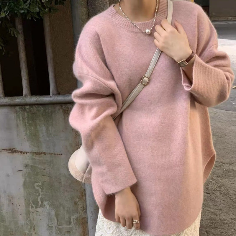 KANING Korean Version Of Gentle Lazy Wind Knitted Women 2026 Autumn And Winter New Solid Color Jacket Sweater Women