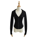 Spice Girls Hooded Back Strapped Night Running Set Horn Pants Casual Trousers Two-Piece Zipper Open Shirt