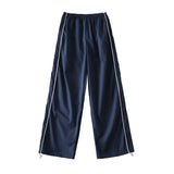 2025 Tight High-Waisted Striped Straight Sweater Women's Autumn Loose Thin Drawstring Tungs Wide Leg Sleet Sleet Sleet Sleet
