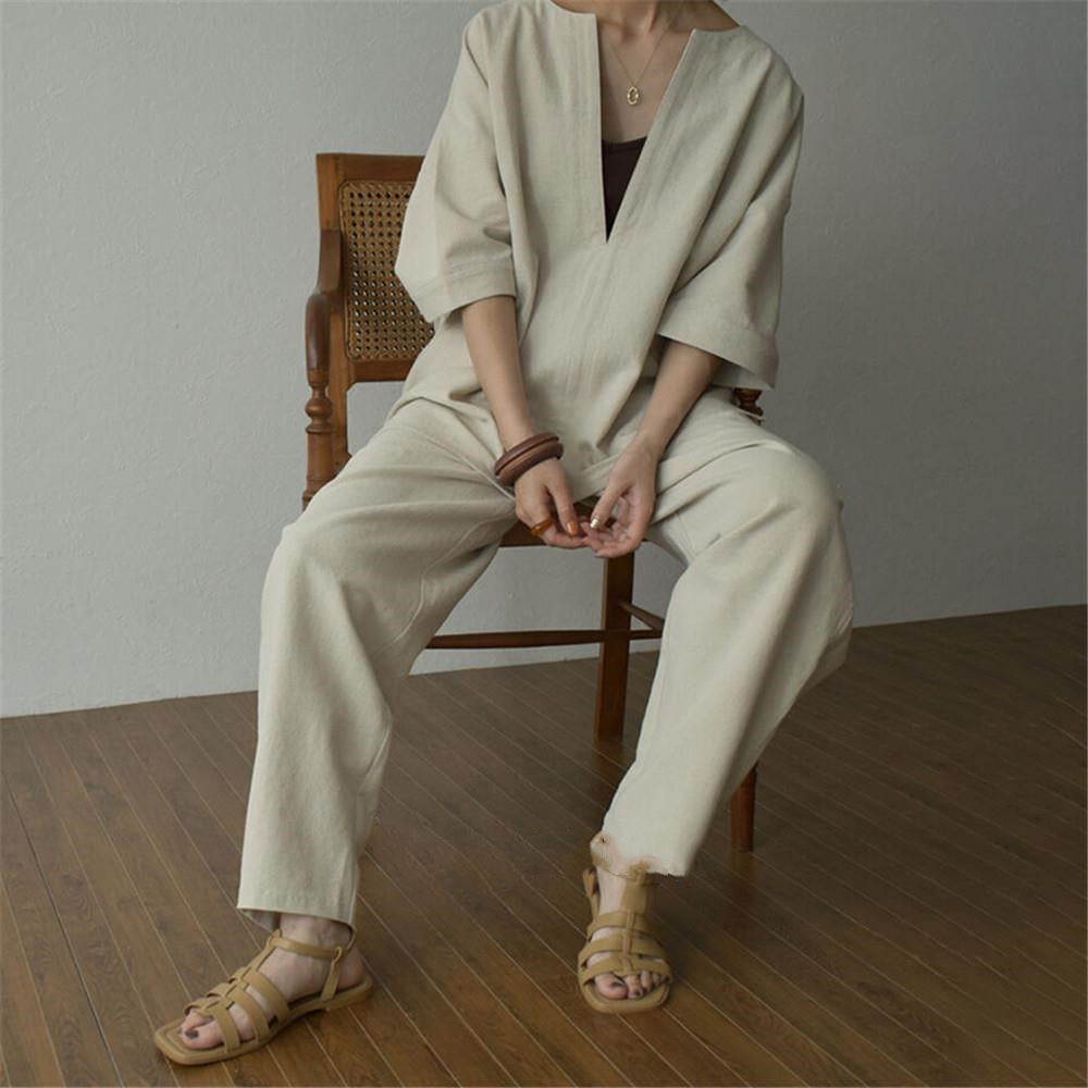 2 Color Dark Suit Trousers Plain Loose Top Lady Trousers Fashion Jersey Fashion Set