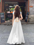 Pink Dress Women's Summer 2026 New Flowing Yarn Escromanry Porfish Vertery Long Summer Purple Dress