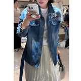 Heavy Industry Hand Embroidery Cowboy Jacket 2026 Spring New Collar Tie With Thin Jacket Top