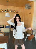 Sweet Set Knitted Shirt Short Coat Women Autumn Design Small Design Small Ribbon Ribbon Hanging