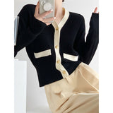 Small Scent Sweater Cardigan Women's Early Autumn Coat Hit The Color V-Neck Knitting First Gentle Wind Soft Sweater To Close The Waist Top