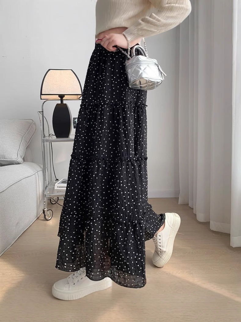 Wave Half Skirt Summer Thin New High-Waist A Skirt With Small Skirt Long Skirt Yang