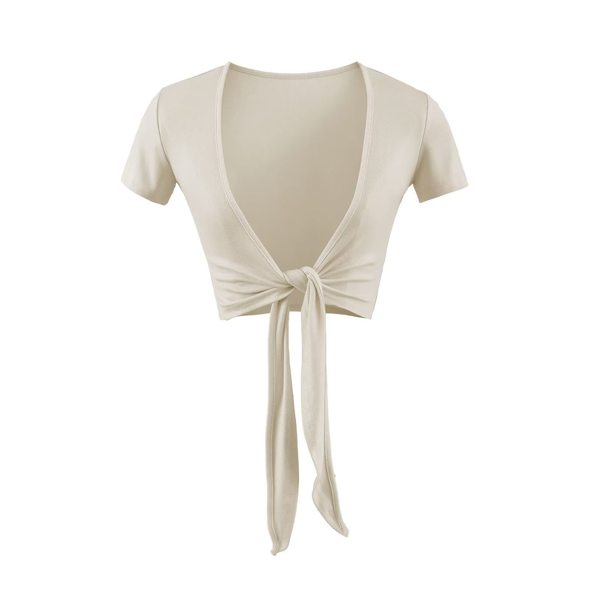 Belt Shawl Short-Sleeved T-Shirt Design Small Irregular Draw Blouse Short T-Shirt Summer