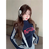 Sexy Babes Letter-Print Long-Sleeved T-Shirt Girl Autumn And Winter New Slimming Inside Niche Top
