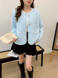 Kaning French Small Fragrant White Knitted Cardigan Women's Autumn 2026 Winter Women's Candy-Colored Sweater Jacket