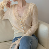 Spring New Lace Sister High-End Knitted Cardigan French Bodywear