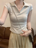 Ins Hot Girls Pure Want To Collect Waist T-Shirt Short-Sleeved Women Summer Korean Version Of Solid Color Bottom Jacket Body Short-Sleeved Top Woman Tide