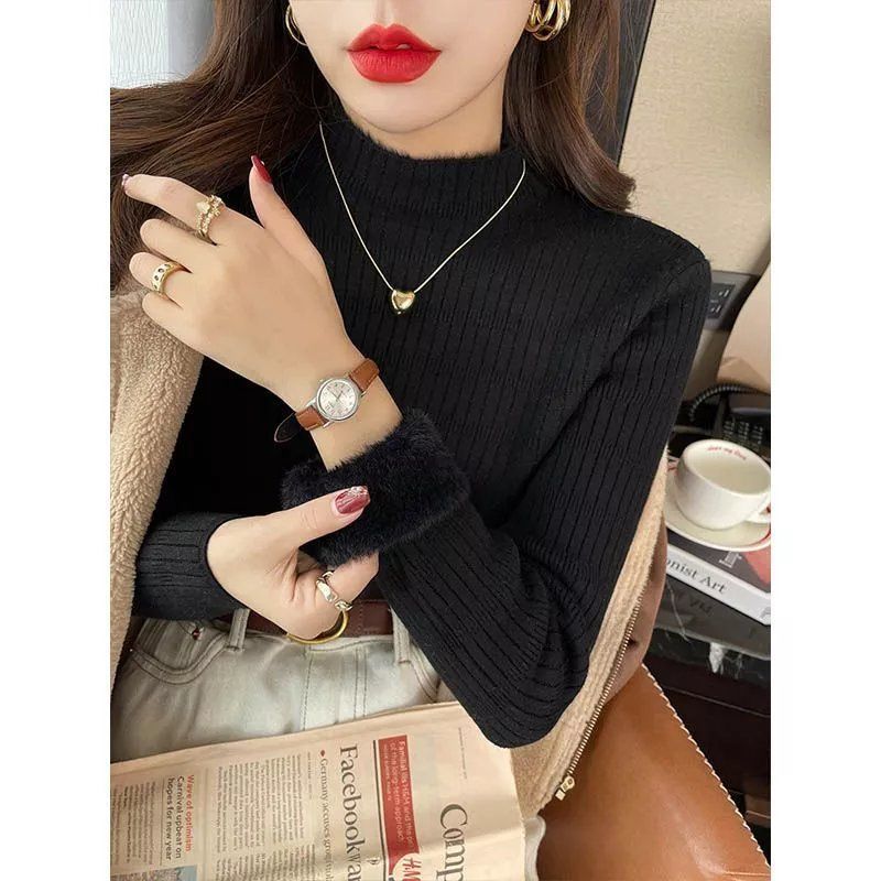 KANING Half-High Collar Plus Thick Sweater 2026 Autumn And Winter New One-Piece Knitted Knitting Shirt