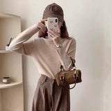 KANING Solid-Colored Semi-High Collar Knitted Shirt 2026 Autumn And Winter New Loose Basic Jacket Sweater Bottom