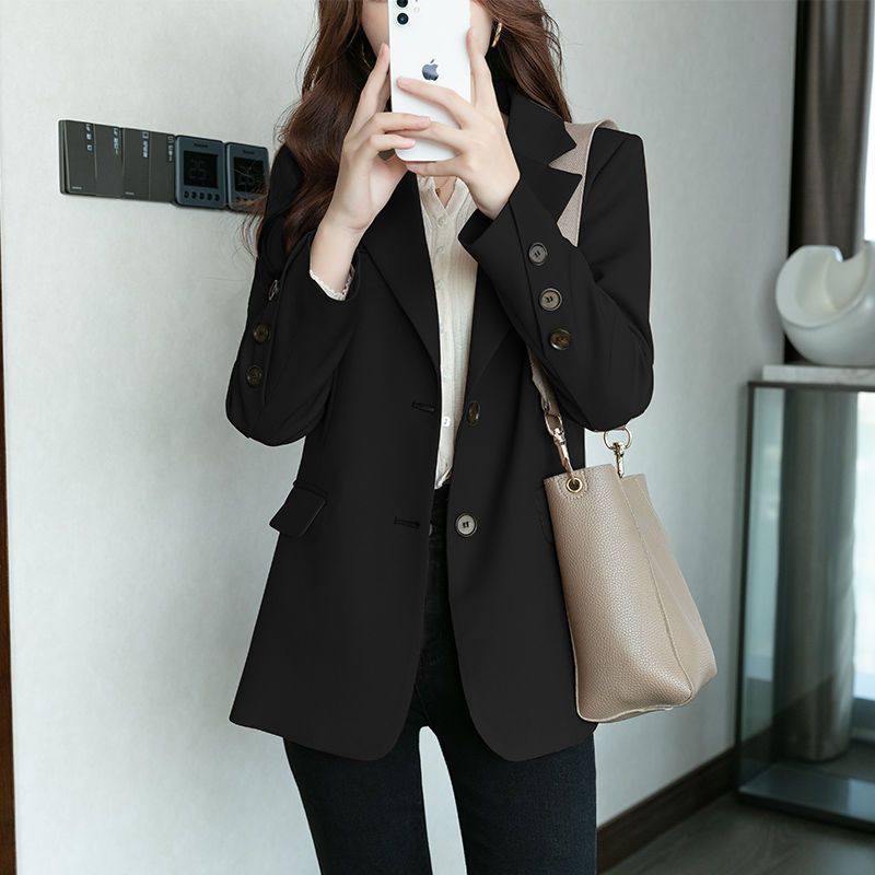 Spring And Autumn 2025 New Women's Casual Small Suit Medium Long Temperament Slim Slim Small Suit Women