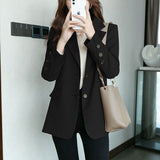 Spring And Autumn 2025 New Women's Casual Small Suit Medium Long Temperament Slim Slim Small Suit Women