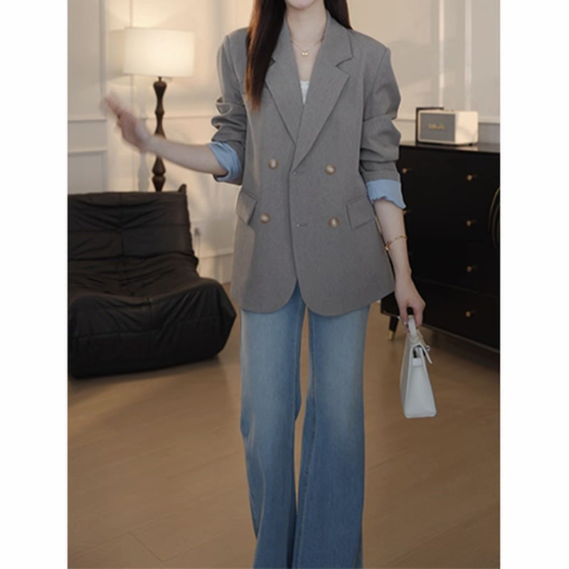 2026 Spring And Autumn New High-End Siding Suit Jacket Women Hit The Color Thin Suit Temperament Top
