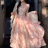 2025 Summer New Eden Oil Painting Dizzy Printing Waist Lotus Side Sling Skirt Korean Style Dress